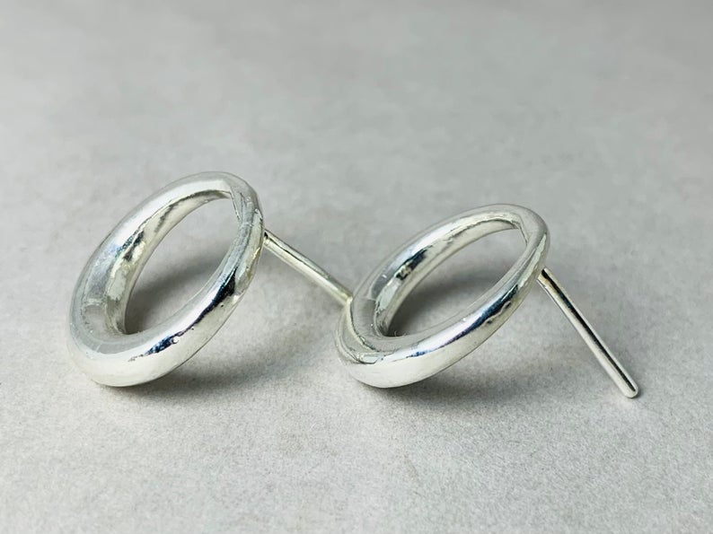 Circle Studs 925 Silver Studs Handmade Studs Circle Stud Earrings Open Circle Studs Simple Silver Studs Circle Earrings Silver Circle