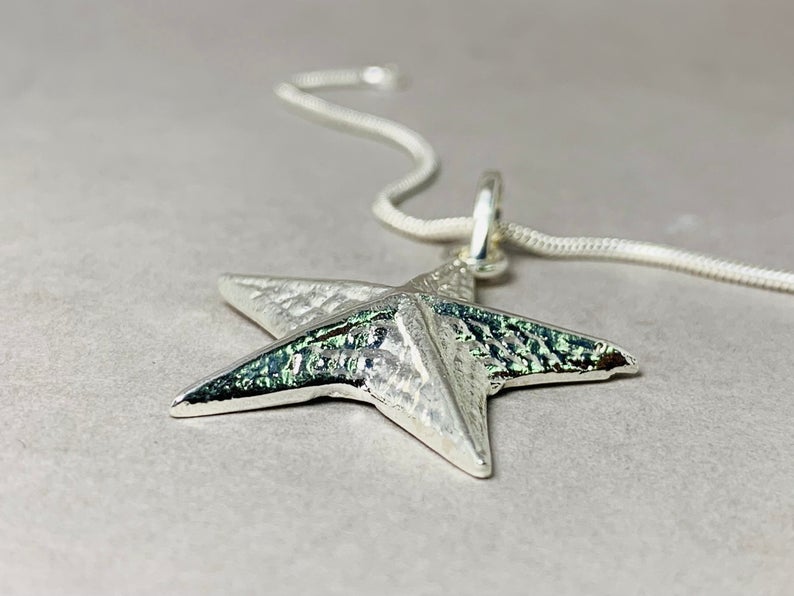 Seestern-Anhänger 925 Sterling Silber Anhänger Statement-Anhänger Stern-Anhänger Boho-Anhänger Fisch-Anhänger Strand-Schmuck