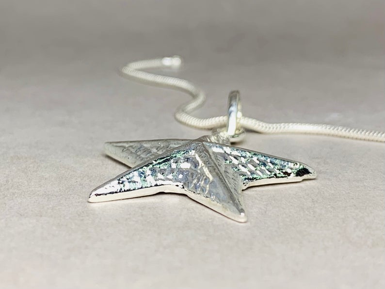 Seestern-Anhänger 925 Sterling Silber Anhänger Statement-Anhänger Stern-Anhänger Boho-Anhänger Fisch-Anhänger Strand-Schmuck