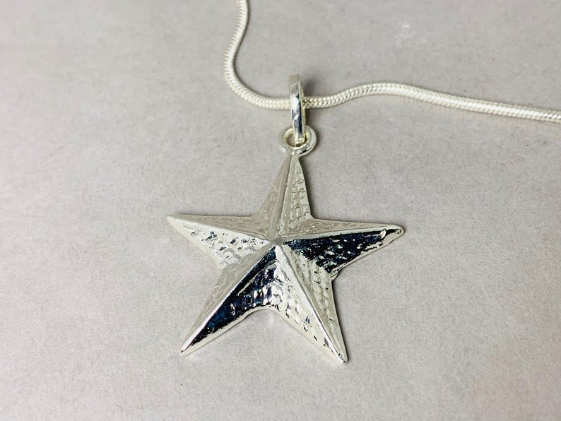 Seestern-Anhänger 925 Sterling Silber Anhänger Statement-Anhänger Stern-Anhänger Boho-Anhänger Fisch-Anhänger Strand-Schmuck