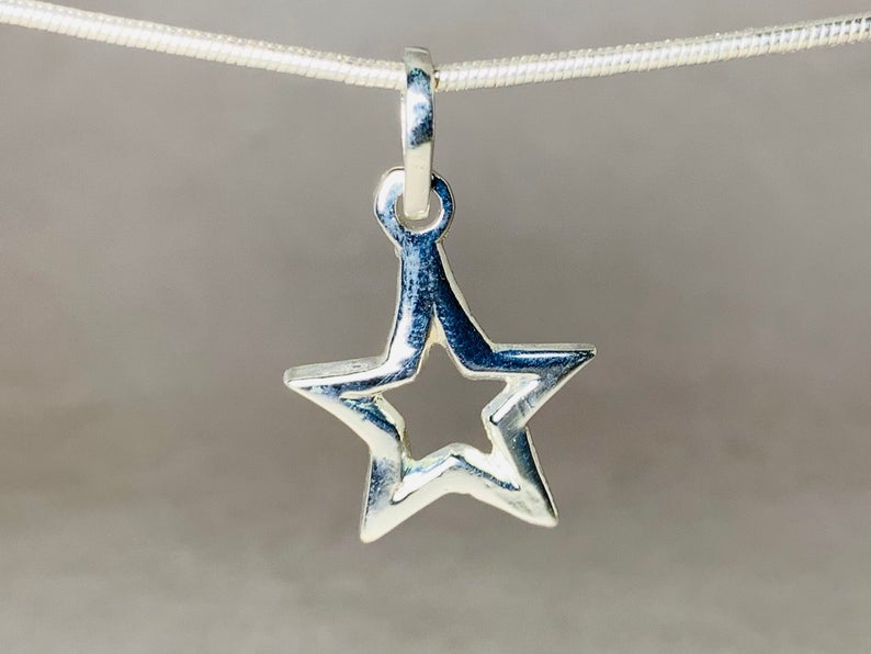 Silberstern-Anhänger 925 Silber Anhänger Handgemachter Anhänger Boho Anhänger Sterlingsilber Geschenk-Anhänger Stern-Charm-Anhänger Sternschmuck