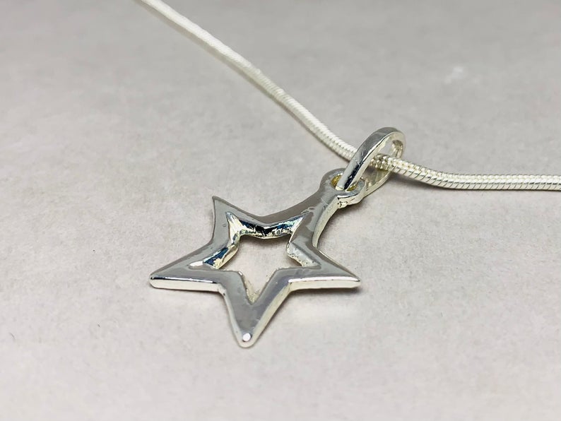 Silberstern-Anhänger 925 Silber Anhänger Handgemachter Anhänger Boho Anhänger Sterlingsilber Geschenk-Anhänger Stern-Charm-Anhänger Sternschmuck