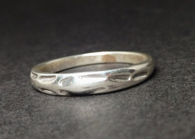 Strukturierter gehämmerter Ring 925 Sterling Silber Ring Stapelring Alltagsring Zarter Ring