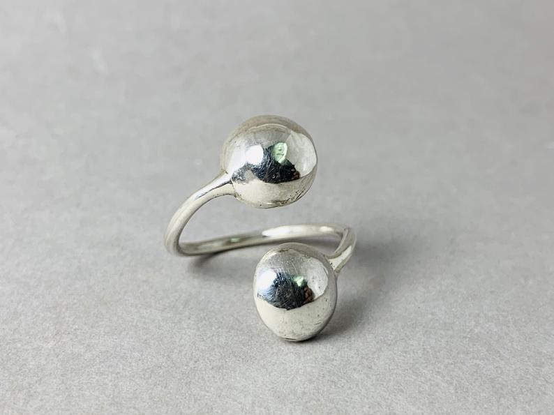 Kugelring Handarbeit 925 Sterling Silber 