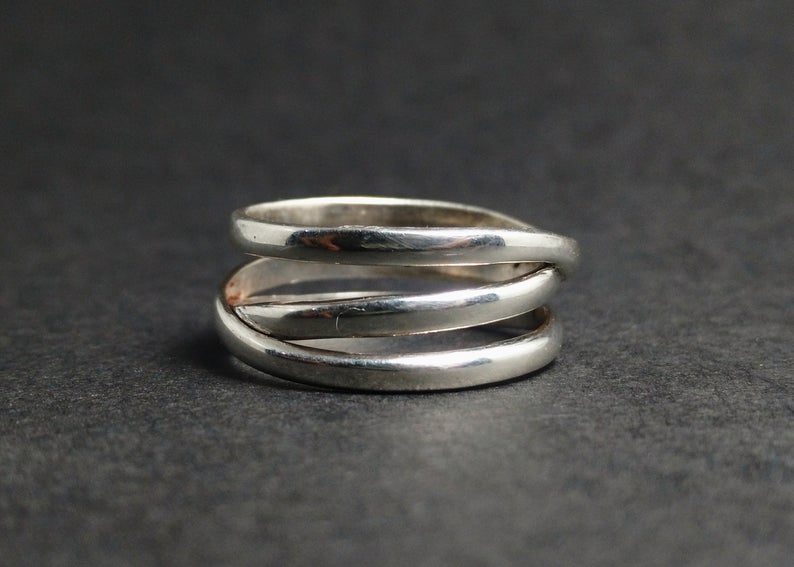 Spiral-Ring Handgefertigter Spiralring 925 Sterlingsilber Damenring Einzigartiger Statement-Ring Schmuck für Sie