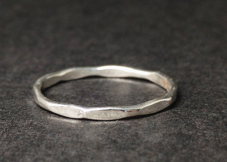 Hammered Thin Handmade Stacking Ring Dainty Ring Gift Ring 925 Silver Ring