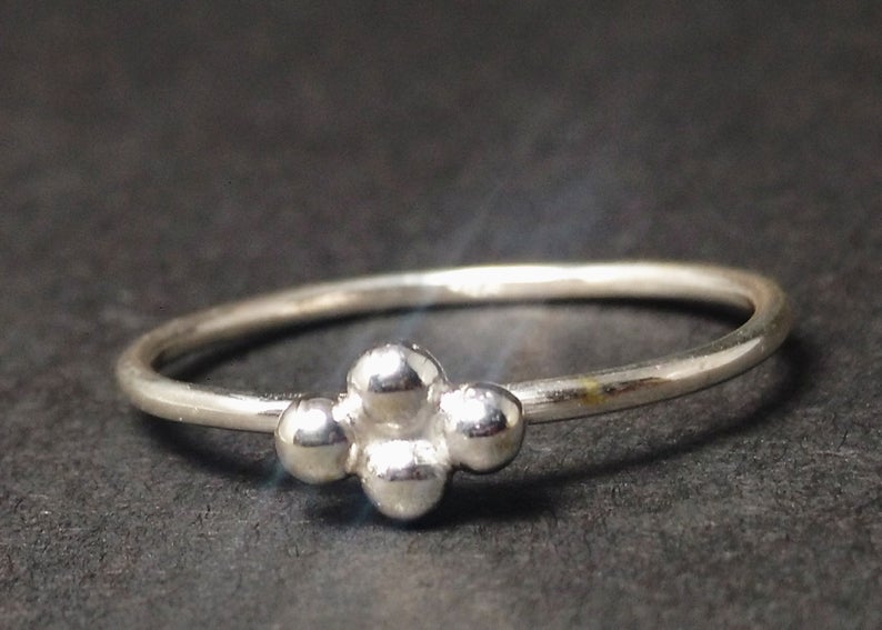 Stapelbarer Punktring 925 Sterling Silber Ring Handgefertigter Stapelbarer Kleiner Silberring Schlichter Ring Alltagsring