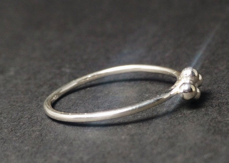 Stapelbarer Punktring 925 Sterling Silber Ring Handgefertigter Stapelbarer Kleiner Silberring Schlichter Ring Alltagsring