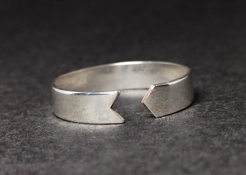 Arrow Ring 925 Sterling Silver Adjustable Statement Band Ring Handmade Ring Gift For Her