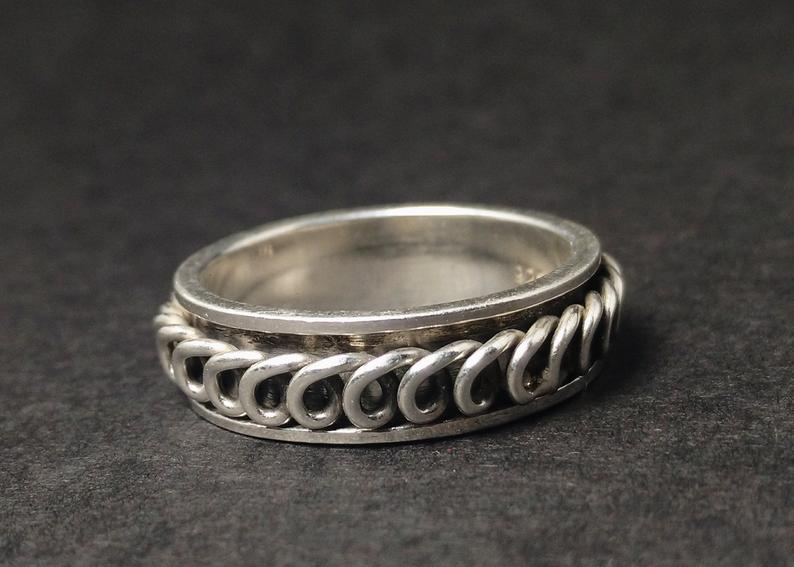 Damen Spinner Ring 925 Sterling Silber Bandring Spiralring Handgemachter Ring Einzigartiger Ring Schmuck Für Sie