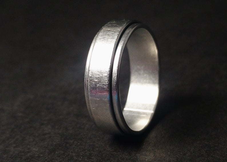Spinner-Bandring 925 Silber Ring Silberner Bandring Handgemachter Silber-Spinnerring für Frauen Yoga-Ring