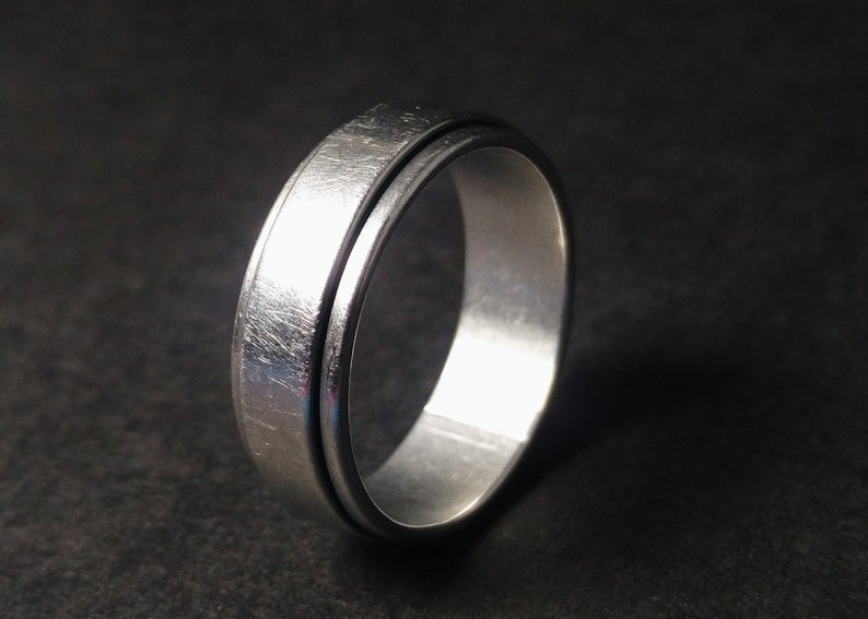 Spinner-Bandring 925 Silber Ring Silberner Bandring Handgemachter Silber-Spinnerring für Frauen Yoga-Ring