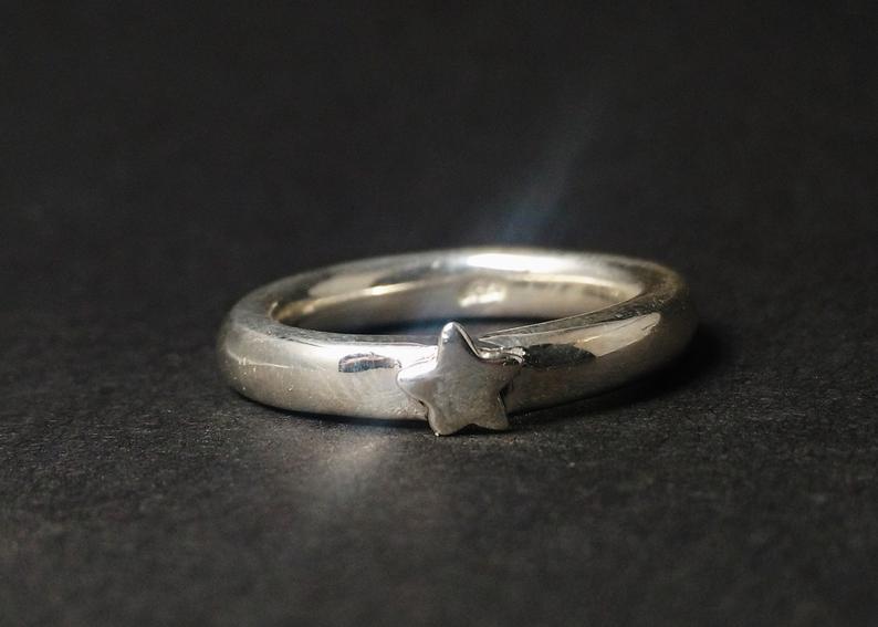 Zierlicher Sternring 925er Sterlingsilber Statement Ring Versprechensring Sternbandring Zarter Ring