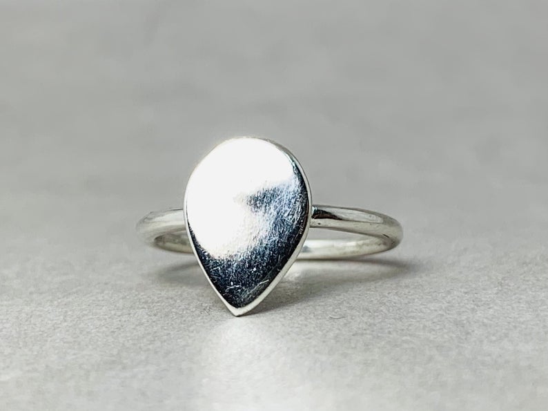 Zierlicher Tropfenring 925 Sterling Silber Minimalistischer Birnenform Ring Alltagsring Boho Ring Stapelring