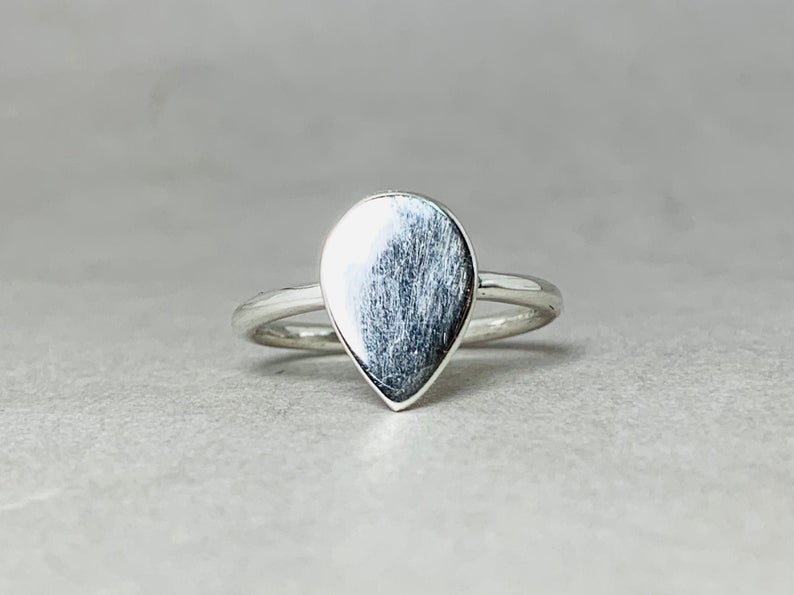 Zierlicher Tropfenring 925 Sterling Silber Minimalistischer Birnenform Ring Alltagsring Boho Ring Stapelring