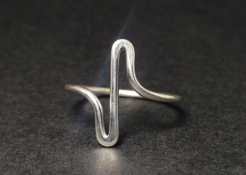 Herzschlag Ring 925 Sterling Silber Zarter Ring Herzschlag Schmuck Handgemachter Feinsilber Ring Schlichter Ring