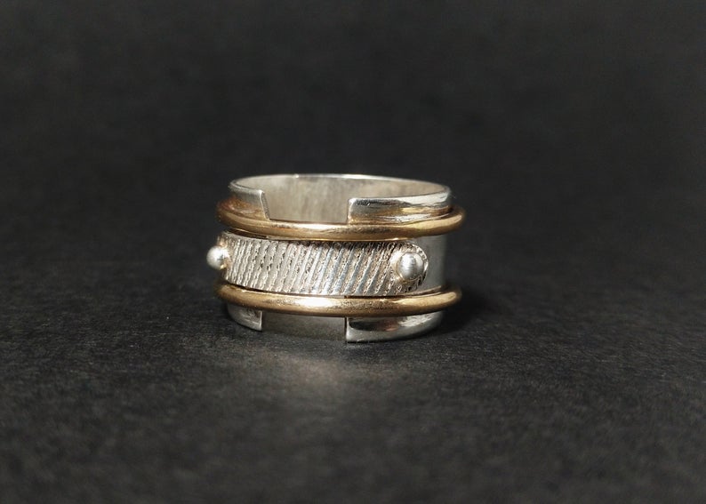 Spinner Ring Antik Silber Bandring 925 Sterling Silber Statement Ring Geschenkring für Sie