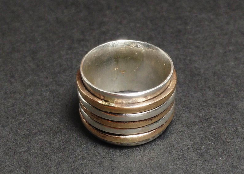 Breiter Bandring Spinnerring 925 Sterling Silber Ring Handgemachter Ring Silberschmuck