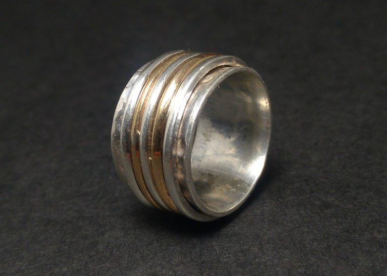 Spinner-Band-Ring 925er Silberring Handgemachter Designerring Fidget-Ring Geburtstagsgeschenk für Sie Meditationsring