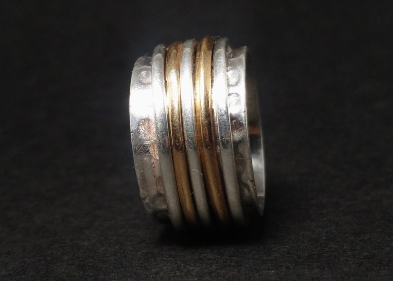 Spinner-Band-Ring 925er Silberring Handgemachter Designerring Fidget-Ring Geburtstagsgeschenk für Sie Meditationsring