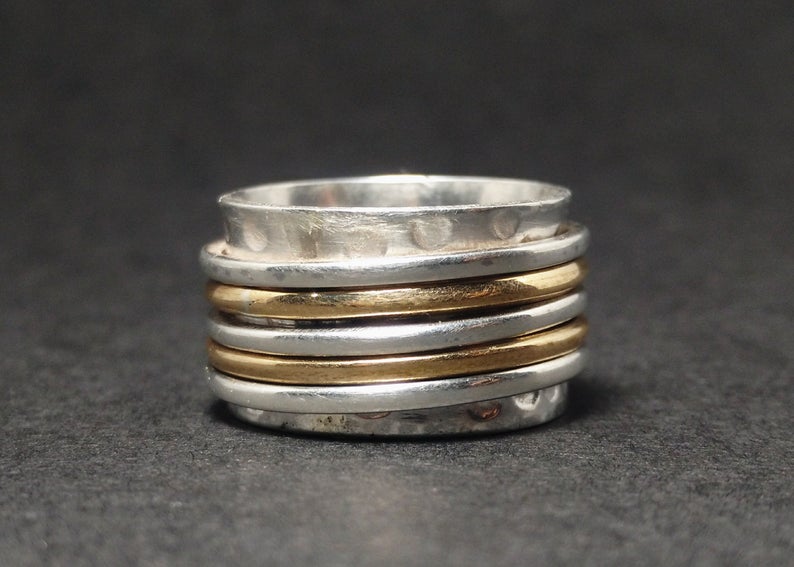 Spinner-Band-Ring 925er Silberring Handgemachter Designerring Fidget-Ring Geburtstagsgeschenk für Sie Meditationsring