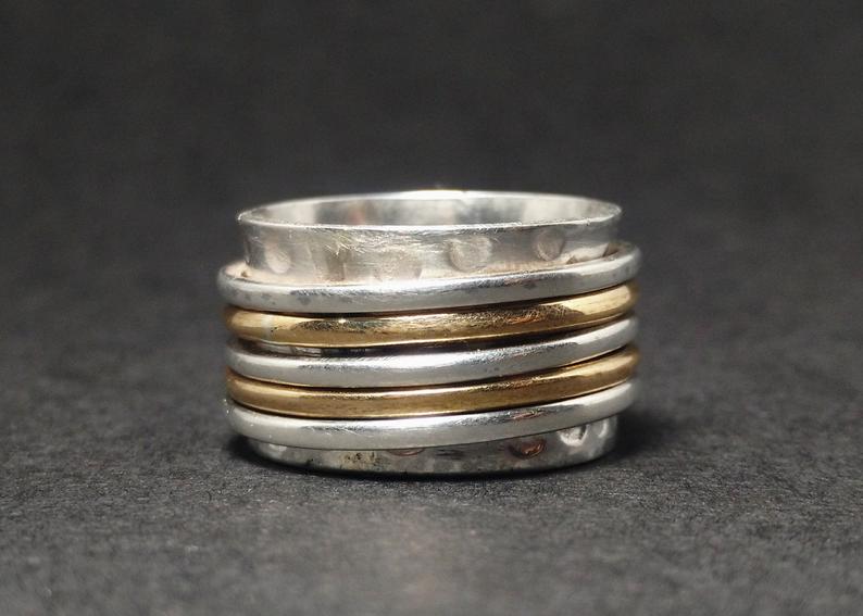 Spinner-Band-Ring 925er Silberring Handgemachter Designerring Fidget-Ring Geburtstagsgeschenk für Sie Meditationsring