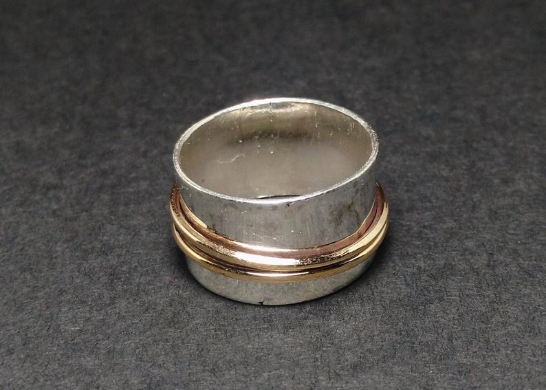 Spinnerring Handgefertigter Ring Meditationsring 925 Sterling Silber Ring Fidget-Ring Geburtstagsgeschenk