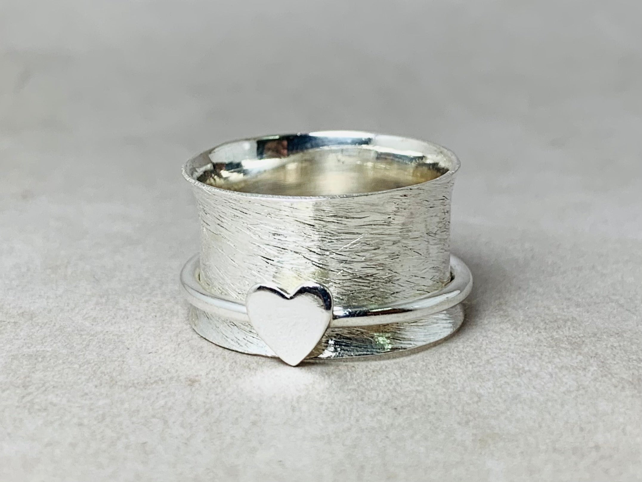 Herz Spinner Ring 925 Sterling Silber Sorgenring Meditationsring Fidget Ring Silber Band Ring
