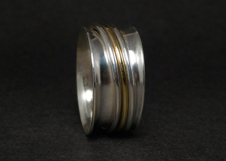 Drehbarer Meditationsring 925 Silberring Fidget Ring Silberner Bandring Sorgenring Handgemachter Ring