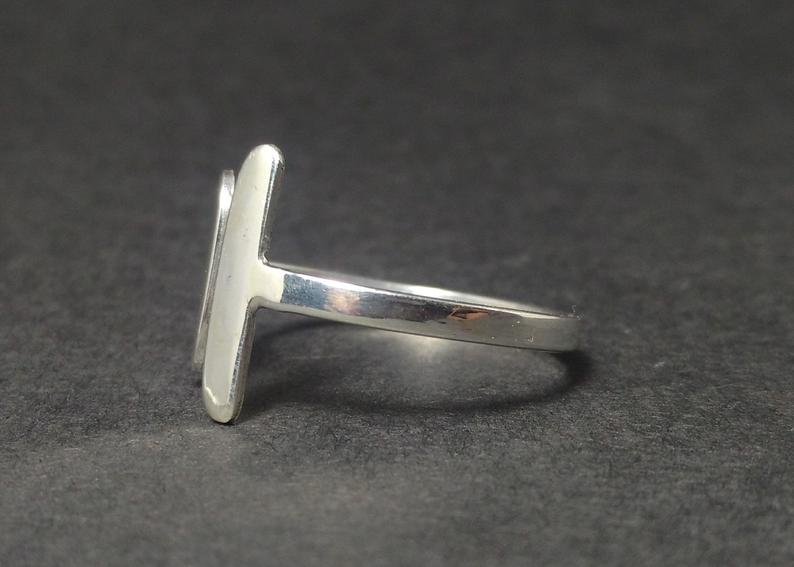 Doppelter Stabring 925 Sterling Silberring Verstellbarer Ring Stapelring Zarter Ring Handgemachter Ring