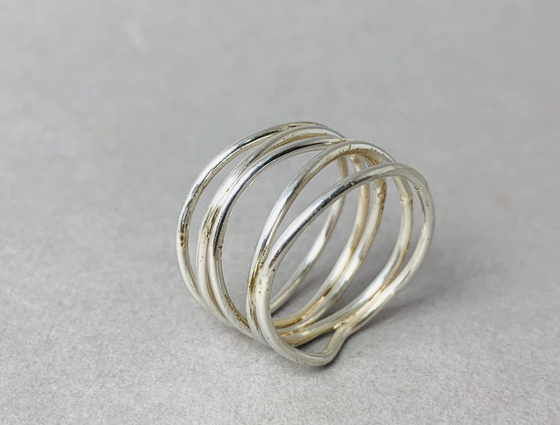 Spiralring 925er Sterlingsilber Handgemacht Designer Alltag Silberschmuck Geschenk für Sie Einzigartiger Boho-Ring