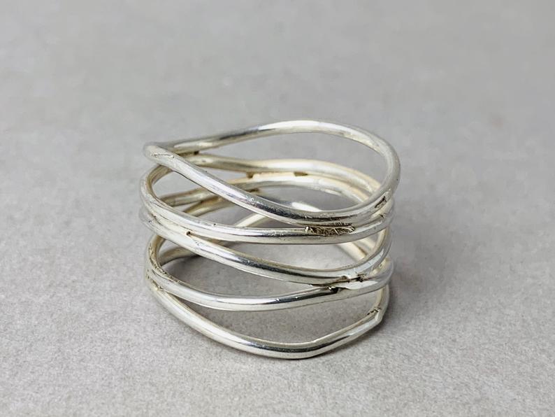 Spiralring 925er Sterlingsilber Handgemacht Designer Alltag Silberschmuck Geschenk für Sie Einzigartiger Boho-Ring