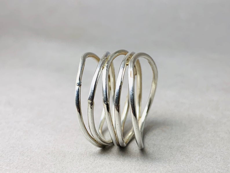 Spiralring 925er Sterlingsilber Handgemacht Designer Alltag Silberschmuck Geschenk für Sie Einzigartiger Boho-Ring