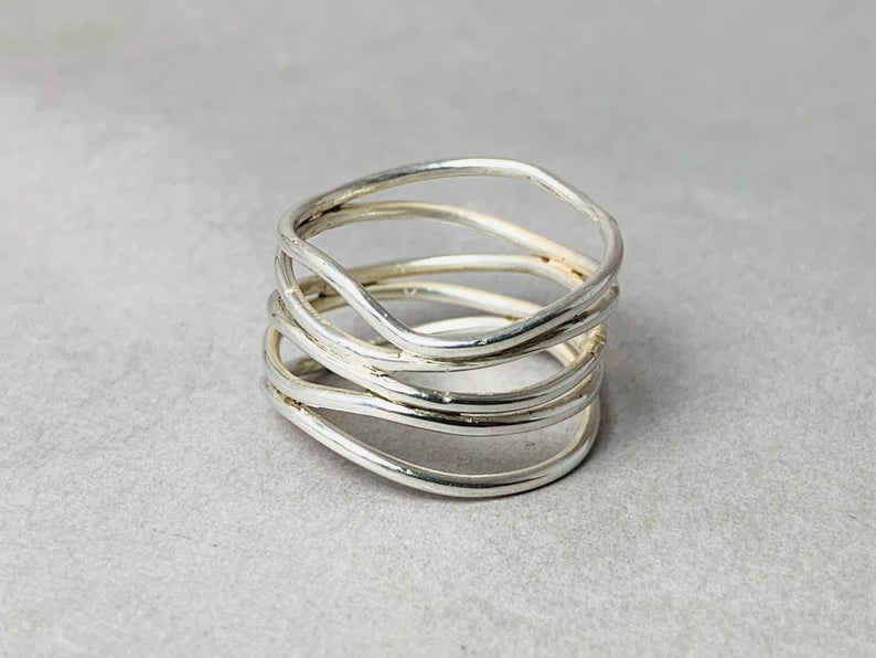 Spiralring 925er Sterlingsilber Handgemacht Designer Alltag Silberschmuck Geschenk für Sie Einzigartiger Boho-Ring