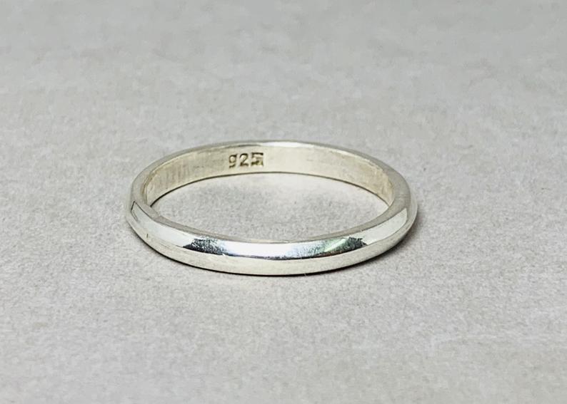 Stapelbarer Bandring 925 Sterling Silber Abschlussgeschenk Einfacher Glatter Bandring Halbkugelring