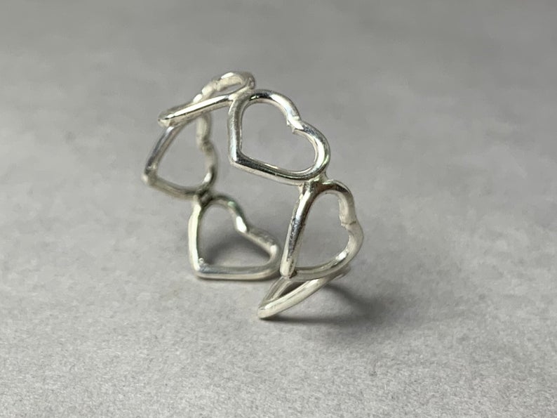 Herzring 925 Sterling Silber Minimalistischer Herz Stapelring Liebesring Handgemachtes Geschenk für sie
