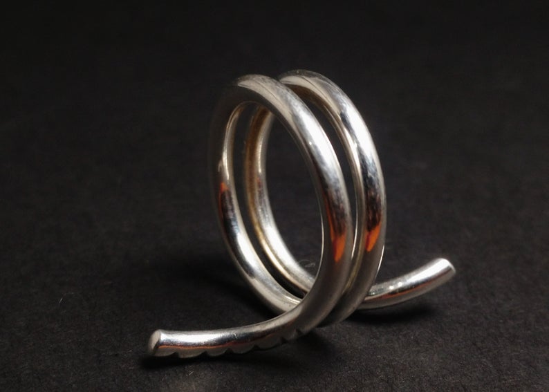 925 Sterling Silber Spiralring Verstellbarer Statement-Ring Zierlicher Ring Handgemachter Ring Geschenk für Sie