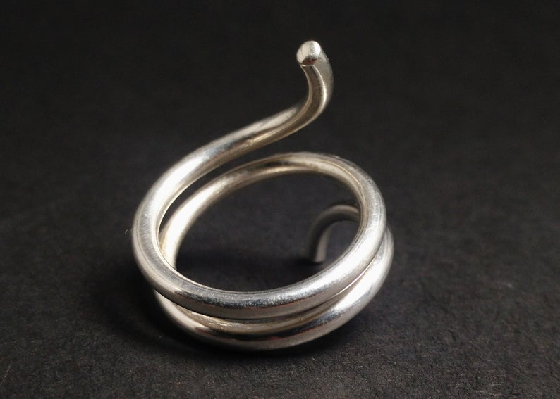 925 Sterling Silber Spiralring Verstellbarer Statement-Ring Zierlicher Ring Handgemachter Ring Geschenk für Sie
