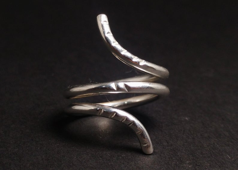 925 Sterling Silber Spiralring Verstellbarer Statement-Ring Zierlicher Ring Handgemachter Ring Geschenk für Sie