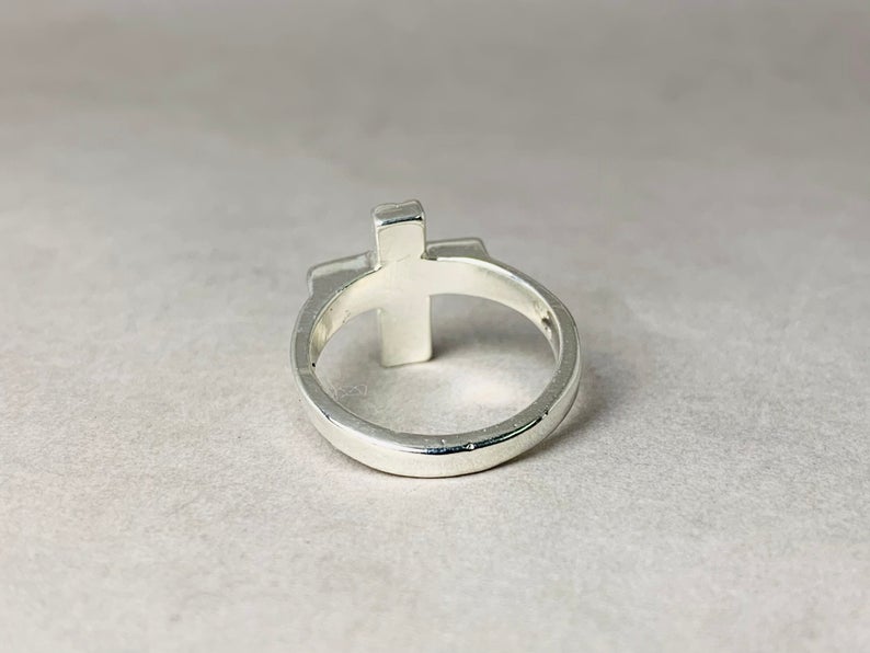 Kreuzring 925 Sterling Silber Handgemachter Siegelring Zierlicher Kreuzring Alltagsring Einzigartiger Ring Silberschmuck