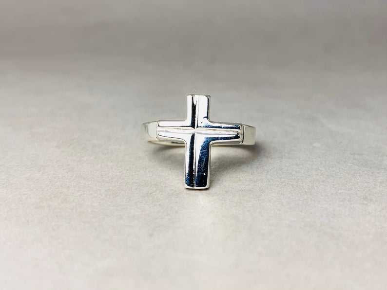 Kreuzring 925 Sterling Silber Handgemachter Siegelring Zierlicher Kreuzring Alltagsring Einzigartiger Ring Silberschmuck