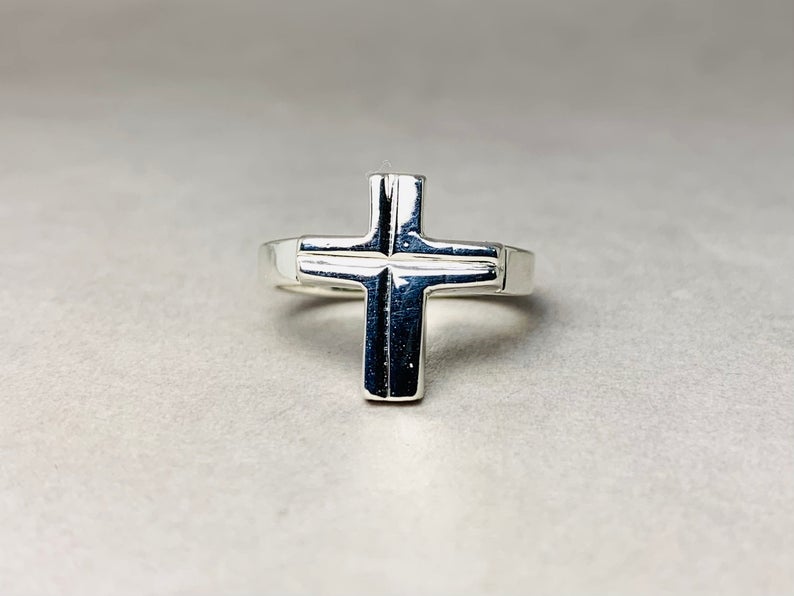 Kreuzring 925 Sterling Silber Handgemachter Siegelring Zierlicher Kreuzring Alltagsring Einzigartiger Ring Silberschmuck