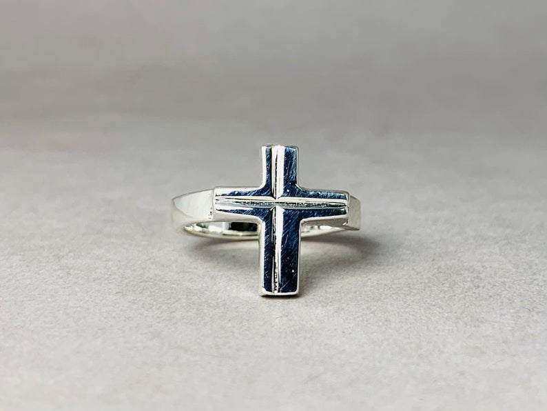 Kreuzring 925 Sterling Silber Handgemachter Siegelring Zierlicher Kreuzring Alltagsring Einzigartiger Ring Silberschmuck