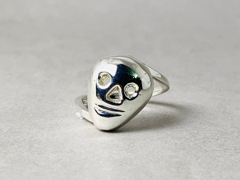 925er Sterling Silber Totenkopfring Totenkopf Schmuck Handgemachter Skelettring Gothic Ring Damenring