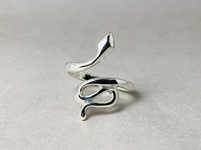 Schlangen-Wickelring Verstellbarer Ring 925er Sterling Silber Mode-Schlangen-Handgemachter Ring Geschenk für Sie
