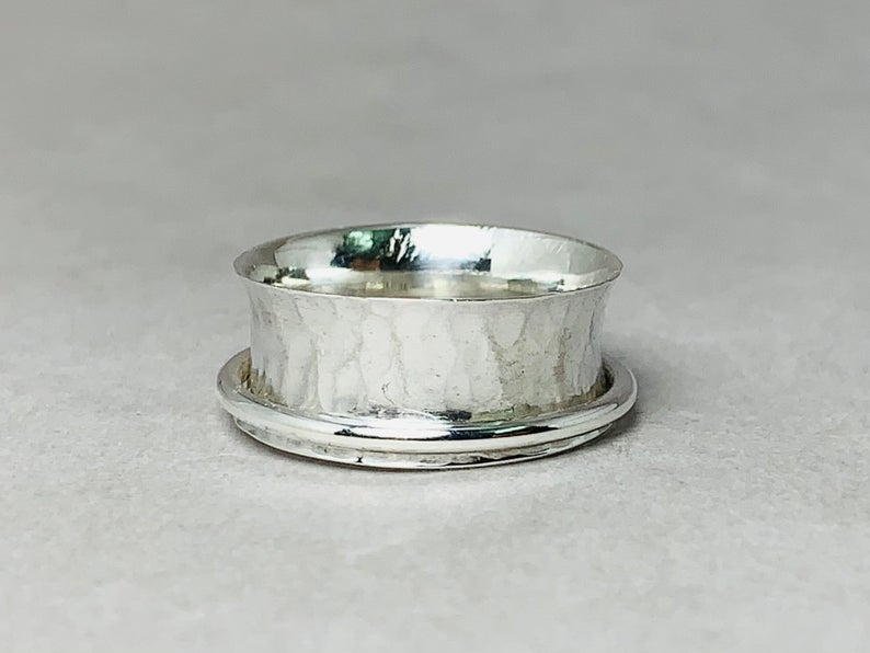 Handgefertigter Spinner Ring 925 Sterling Silber Ring Silberschmuck Gehämmerter Ring Damen Spinner Ring Silber Band Ring