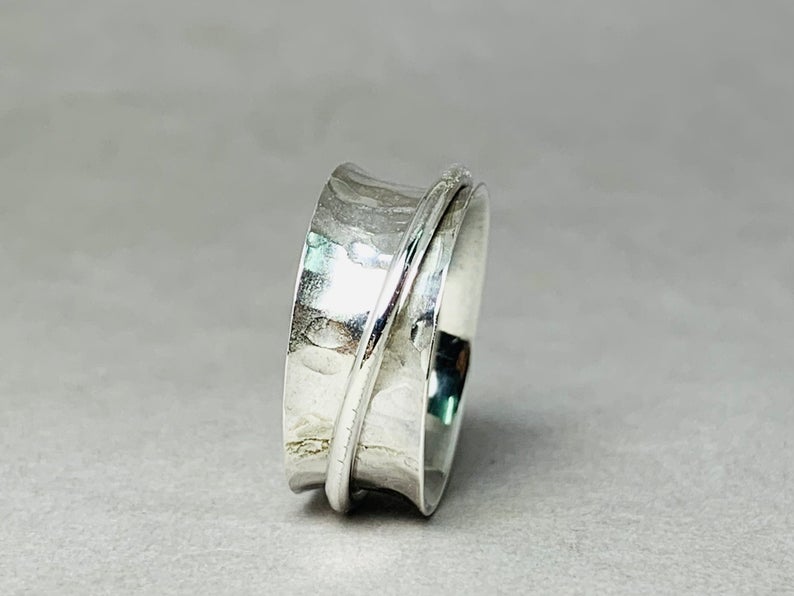 Handgefertigter Spinner Ring 925 Sterling Silber Ring Silberschmuck Gehämmerter Ring Damen Spinner Ring Silber Band Ring