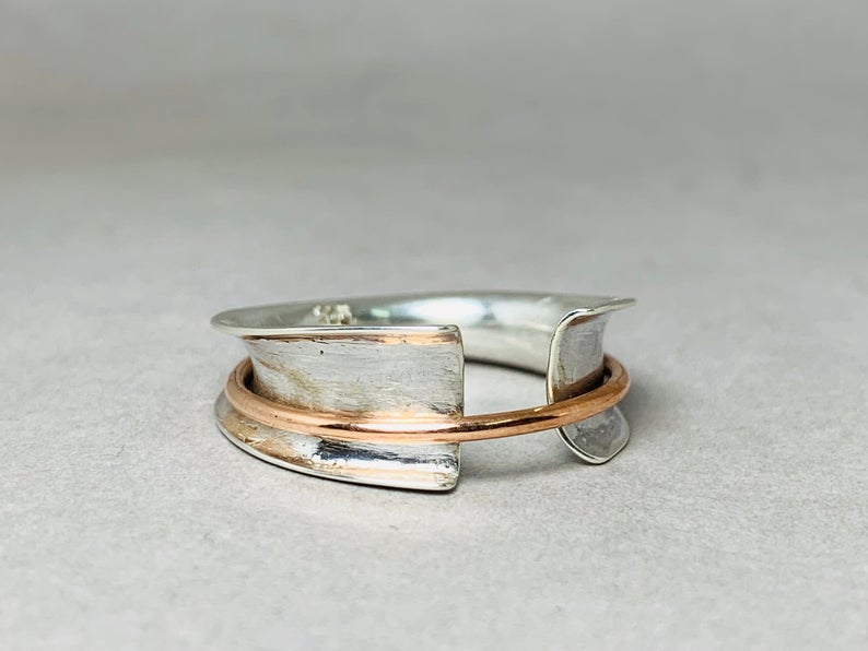 Spinner Ring Zappelring Statement-Sorgenring Meditationsring 925 Sterling Silber Handgefertigter Ring