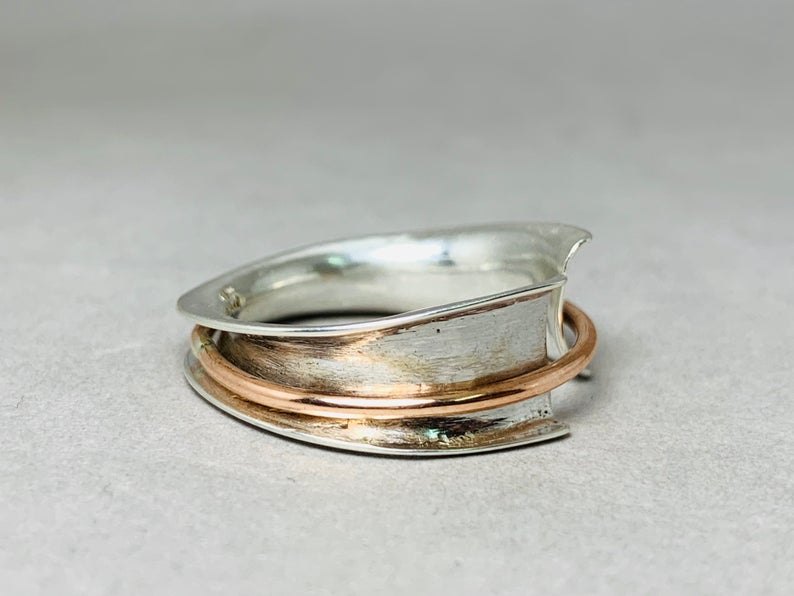 Spinner Ring Zappelring Statement-Sorgenring Meditationsring 925 Sterling Silber Handgefertigter Ring
