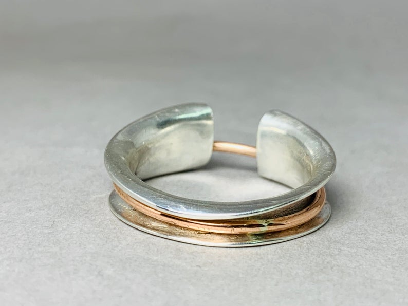 Spinner Ring Zappelring Statement-Sorgenring Meditationsring 925 Sterling Silber Handgefertigter Ring